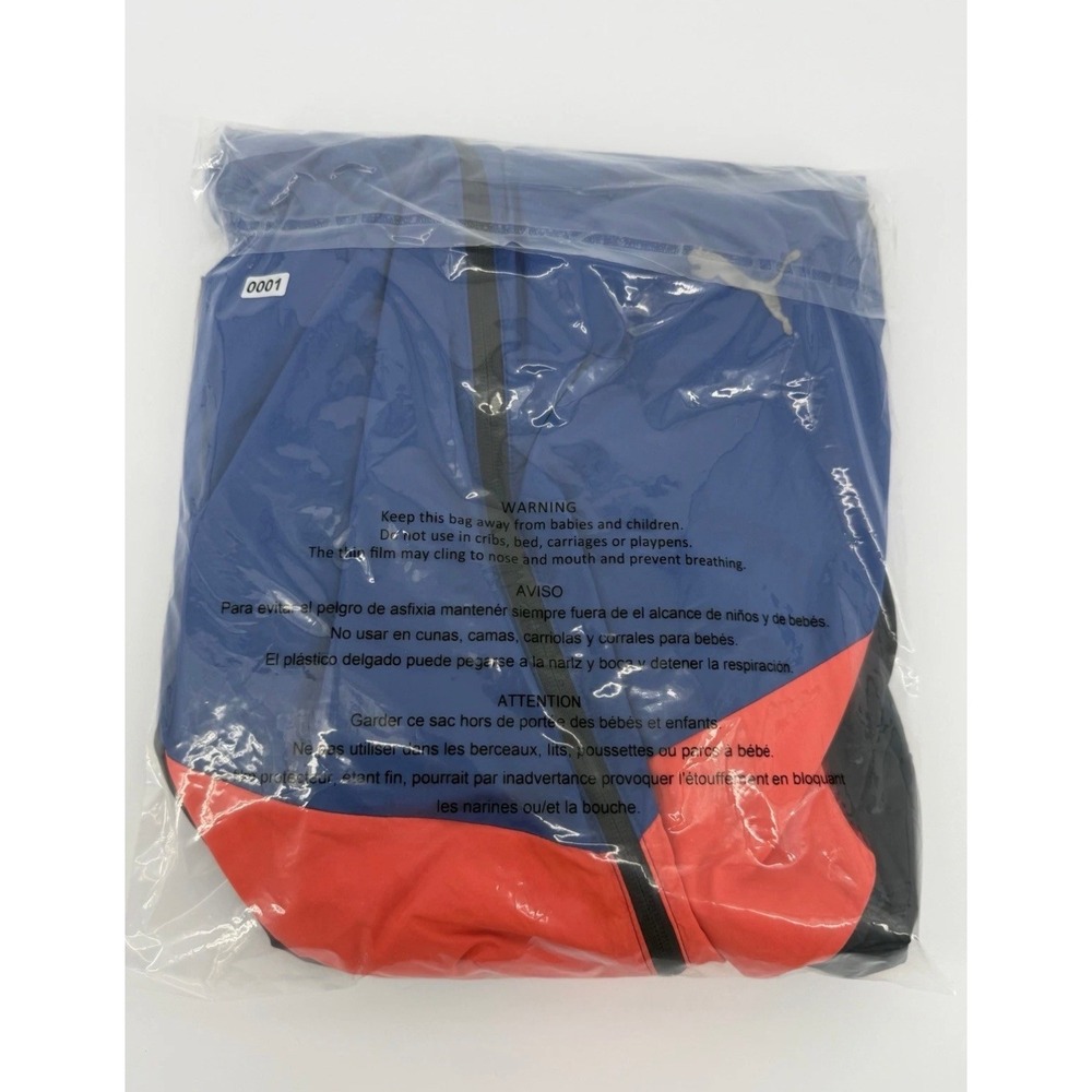 Puma Training Mens Windbreaker Jacket Blue Orange Black Colorblock Hooded Size M - Picture 7 of 7